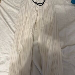 Brunello Cucinelli Cream cotton Pants with Classic Pinstripes